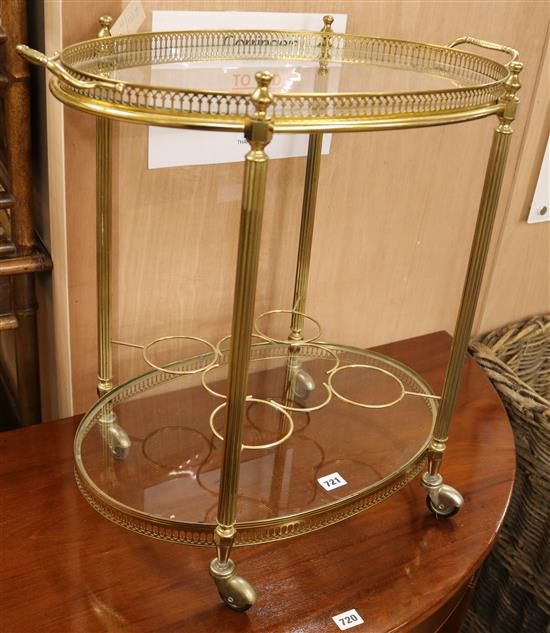 A French brass drinks trolley, W.62cm